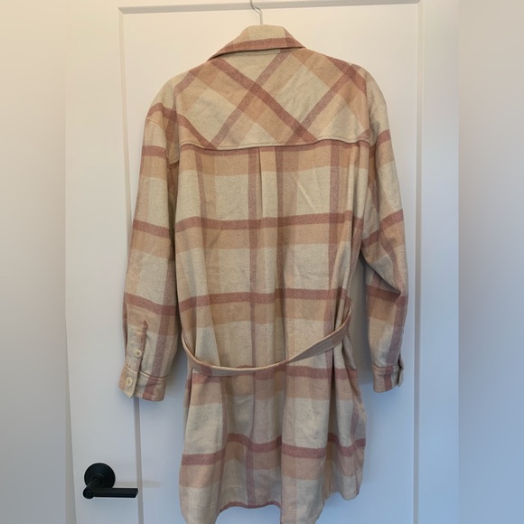 Frank & Oak Plaid Overshirt Dress in Pink Shacket - Picture 3 of 5